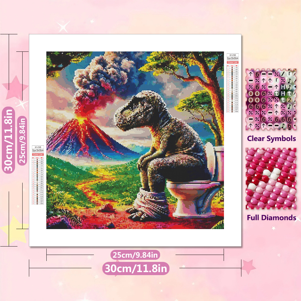 Dinosaur Toilet Mosaic 5D Diam - Volcano Kit Eruption 评论和价格