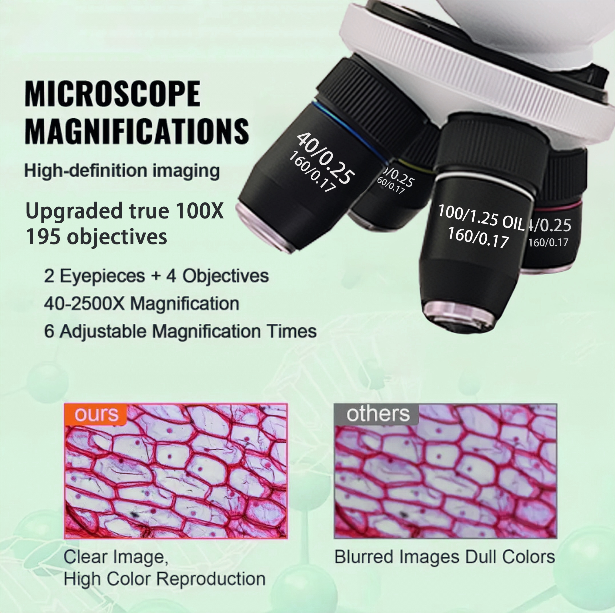 40X-2500X Professional Binocul - Microscope Compound 40X 评论和价格