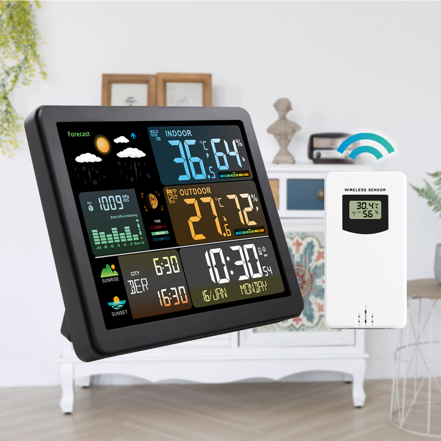 Multifunctional Large Color Sc - Weather Station Indoor 评论和价格