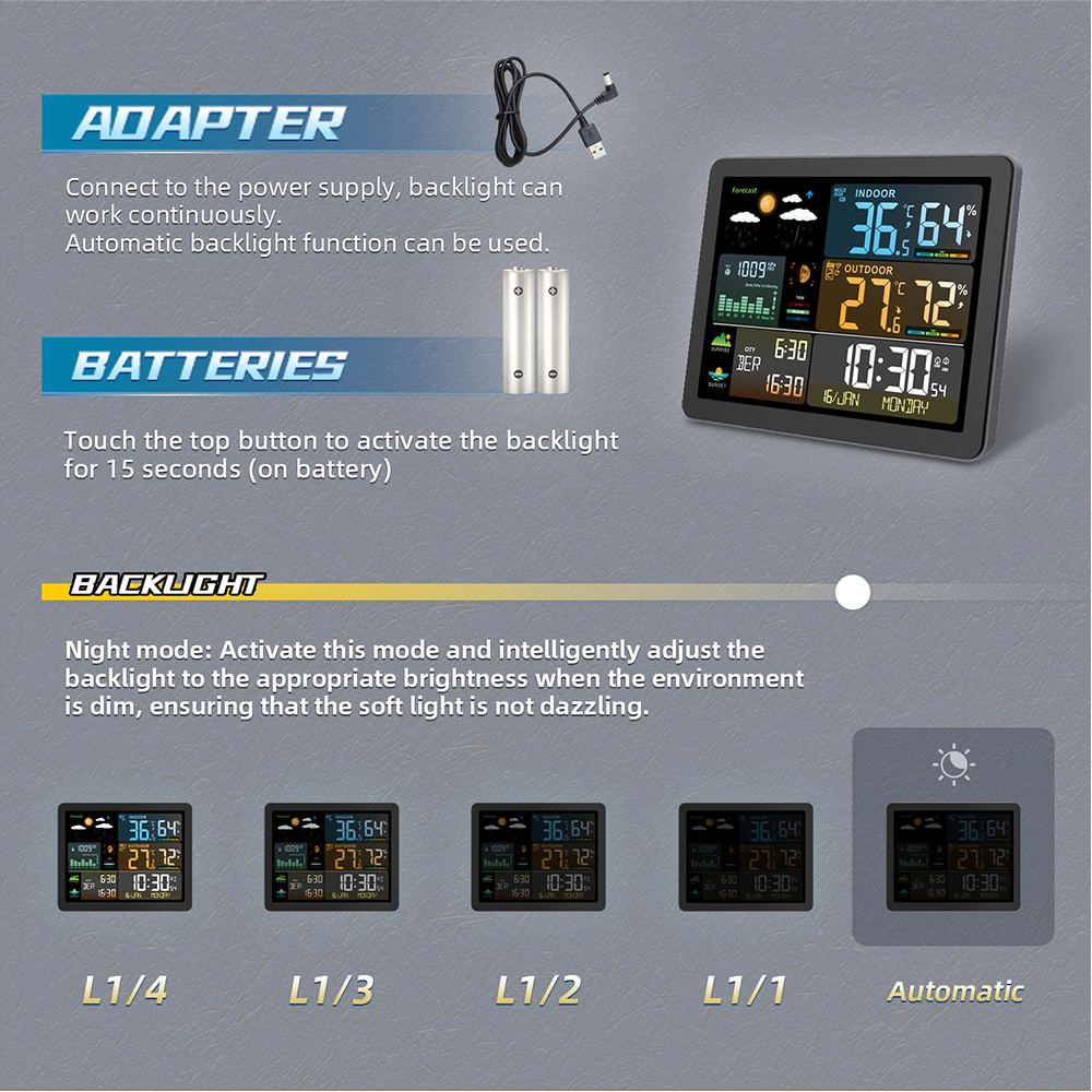 Multifunctional Large Color Sc - Weather Station Indoor 评论和价格
