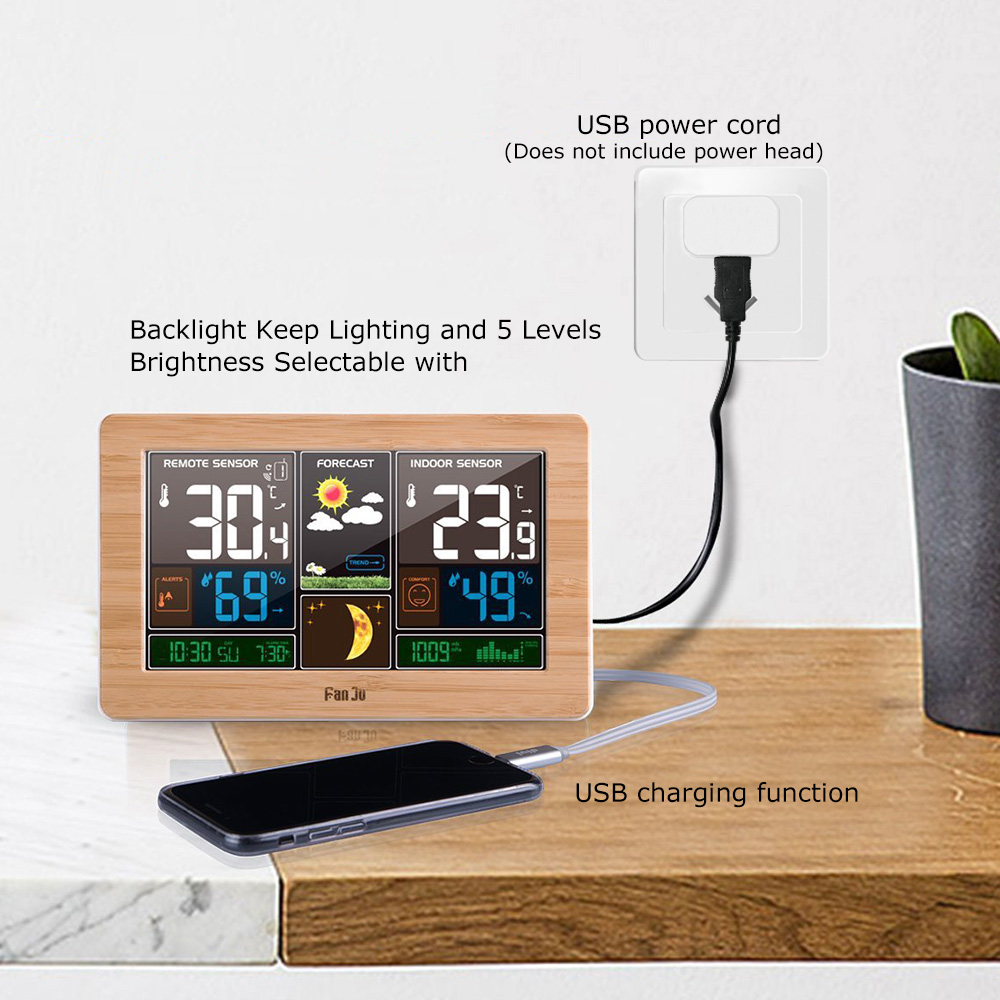 FanJu FJ3378 Digital Alarm Clo - Weather Station Indoor 评论和价格